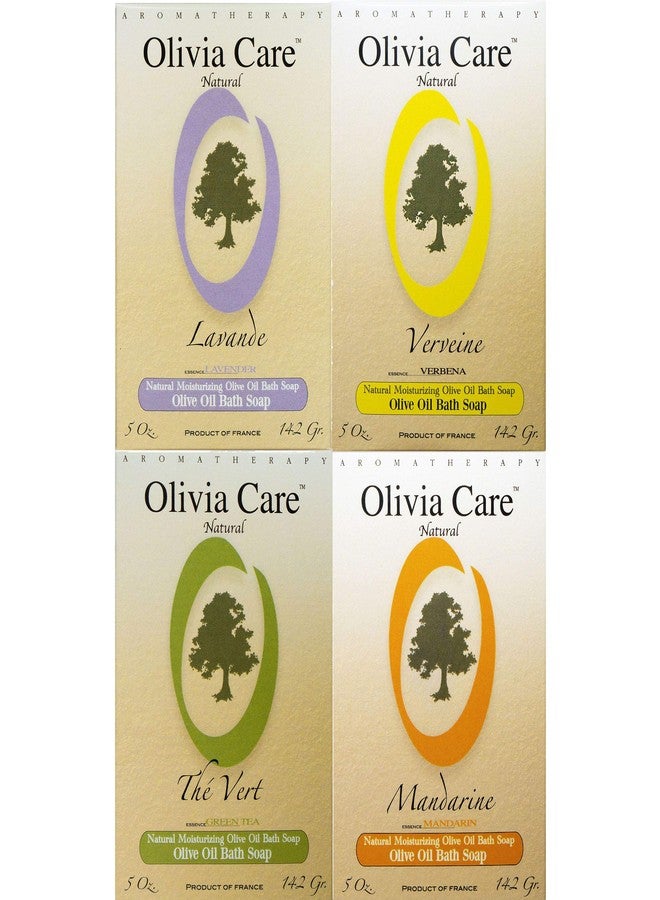 OLIVIA CARE O LINE Organic Bath & Body Bar Soap | Green Tea, Mandarin, Lavender, Verbena | -100% all Natural shower soap good for Sensitive Skin! 4 Soaps (1 of each Flavor) - Image 1
